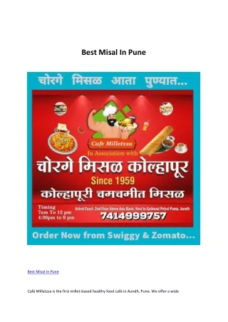 Best Misal In Pune