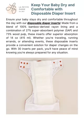Keep Your Baby Dry and Comfortable with Disposable Diaper Inserts