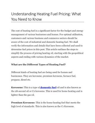 Understanding Heating Fuel Pricing - What You Need to Know