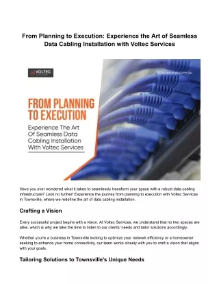 Experience the Art of Seamless Data Cabling Installation with Voltec Services