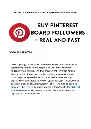Expand Your Pinterest Audience - Buy Pinterest Board Followers