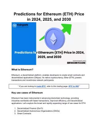 Predictions for Ethereum (ETH) Price in 2024, 2025, and 2030