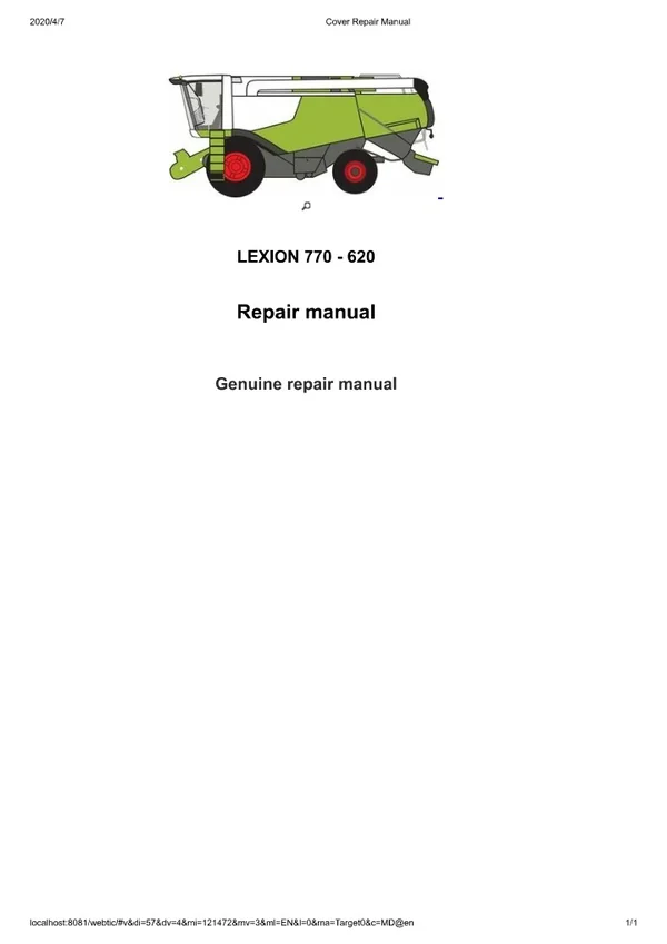 CLAAS LEXION 670 660 650 640 Combine - Type C54 Service Repair Manual - Serial Number C5400011 and up