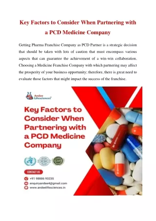 Key Factors to Consider When Partnering with a PCD Medicine Company