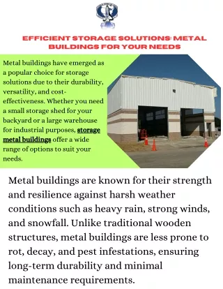 Versatile Storage Metal Buildings The Ultimate Solution for Your Space Needs