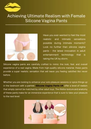 Achieving Ultimate Realism with Female Silicone Vagina Pants