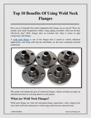 Top 10 Benefits Of Using Weld Neck Flanges