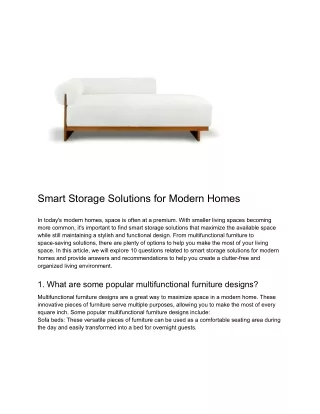 Smart Storage Solutions for Modern Homes