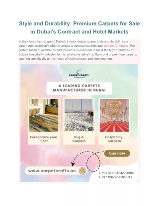 Premium Carpets for Sale in Dubai's Contract and Hotel Markets