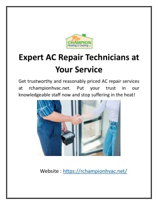 Expert AC Repair Technicians at Your Service