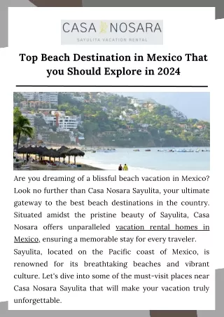 Top Beach Destination in Mexico That you Should Explore in 2024