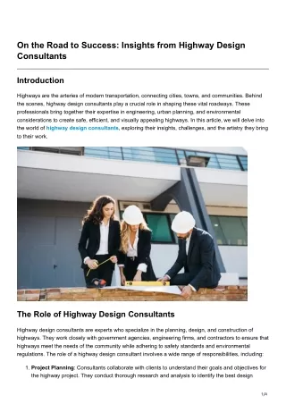 On the Road to Success Insights from Highway Design Consultants