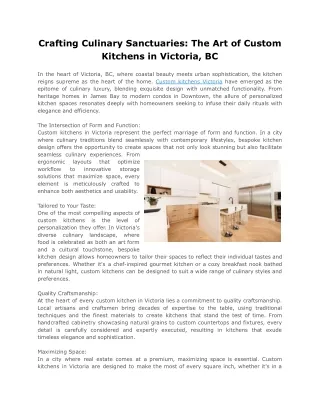 Crafting Culinary Sanctuaries_ The Art of Custom Kitchens in Victoria, BC