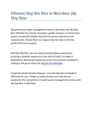 Efficient Skip Bin Hire in Werribee