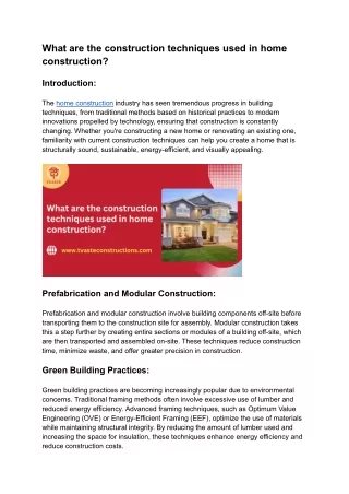 what are the construction techniques used in home