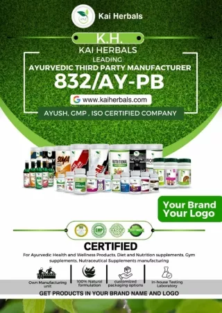 K.H. also known as  Kai Herbals, ayurvedic third party manufacturer Licence