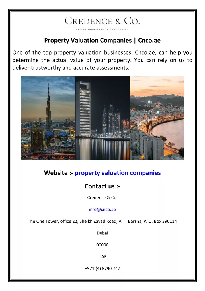 property valuation companies cnco ae