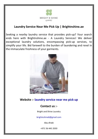 Laundry Service Near Me Pick Up   Brightnshine.ae