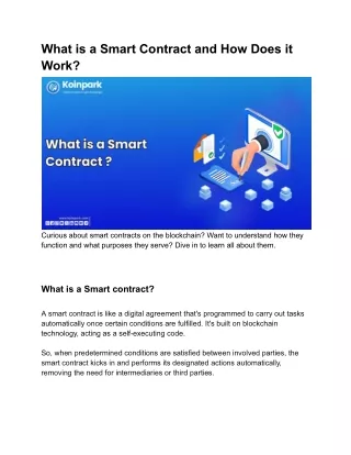 what is a smart contract and how does it work