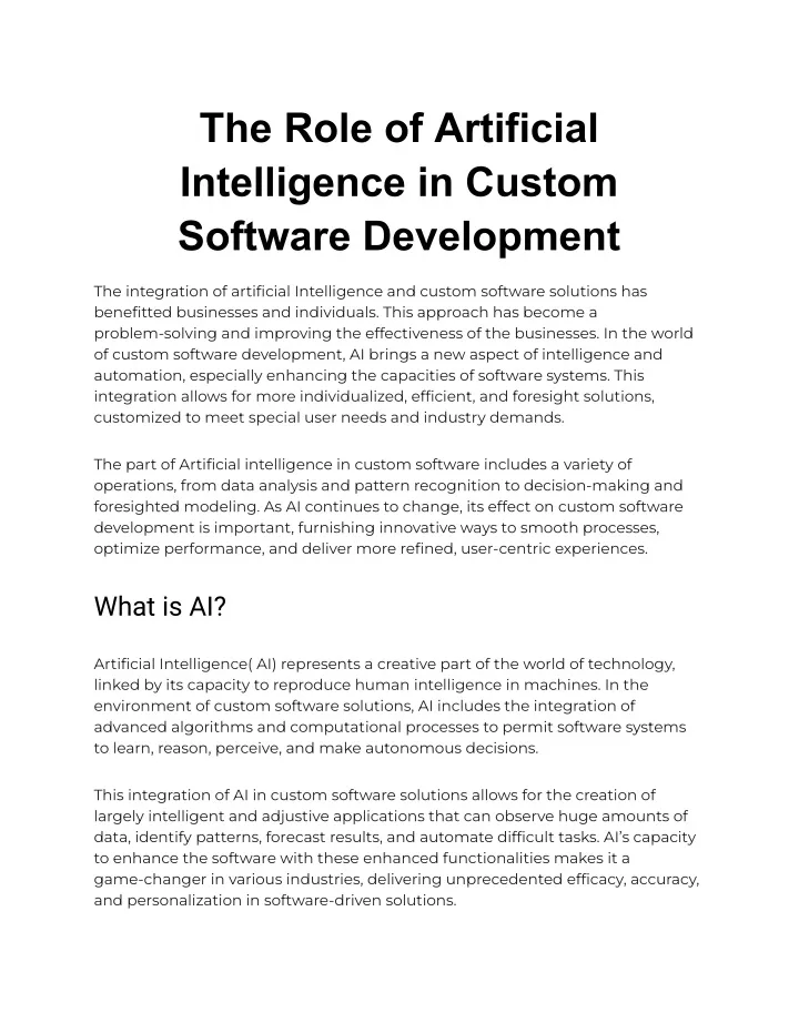 the role of artificial intelligence in custom