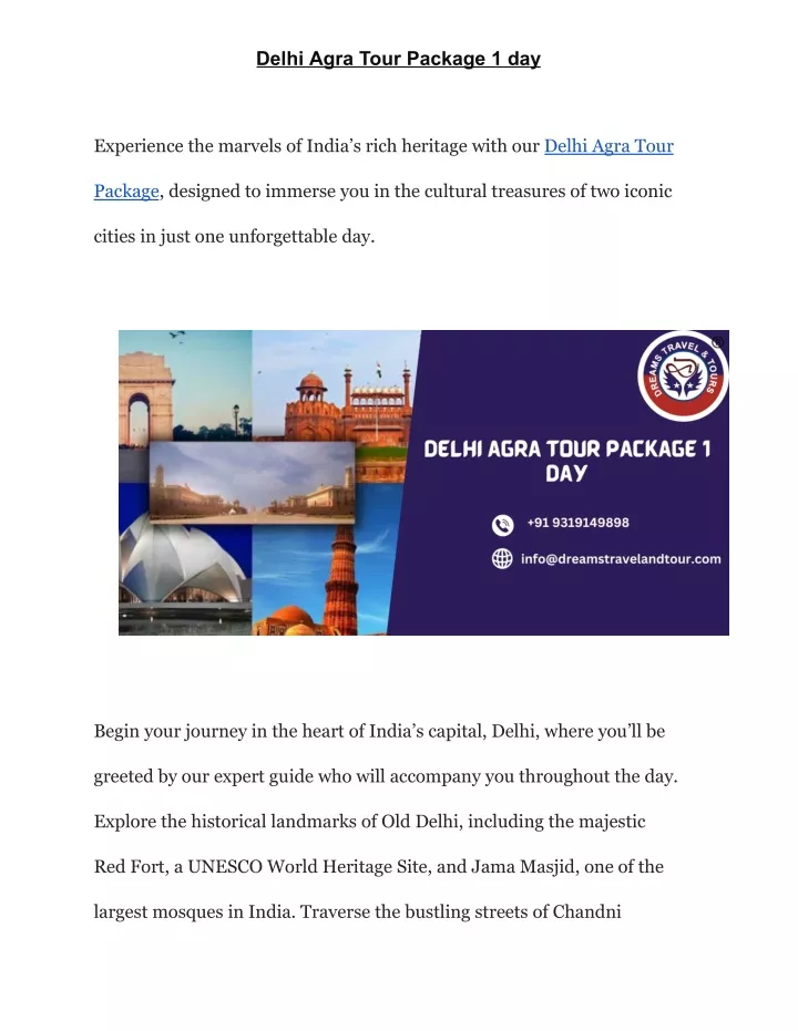 delhi agra tour package 1 day