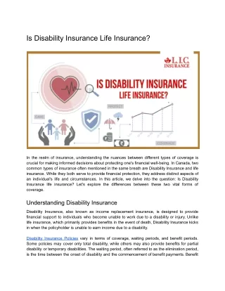 Is Disability Insurance Life Insurance?