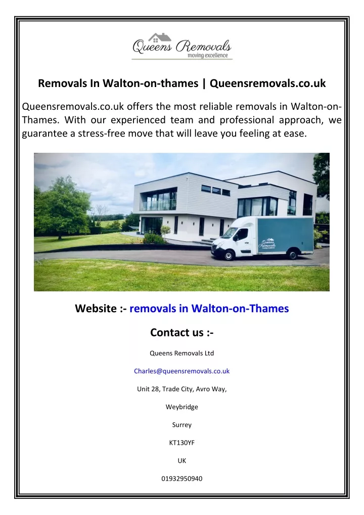 removals in walton on thames queensremovals co uk