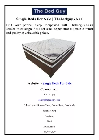 Single Beds For Sale  Thebedguy.co.za