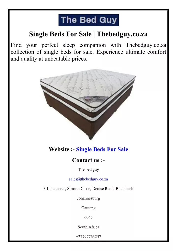 single beds for sale thebedguy co za