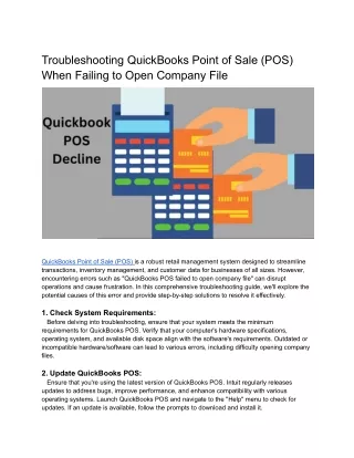 A Quick Guide to Quickbooks QuickBooks POS failed to open company file.