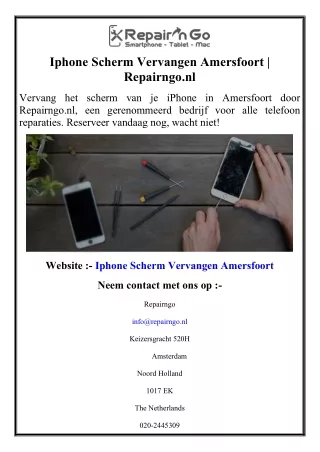 Iphone Scherm Vervangen Amersfoort  Repairngo.nl