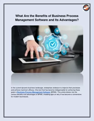 What Are the Benefits of Business Process Management Software and Its Advantages