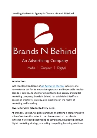 Unveiling the Best Ad Agency in Chennai