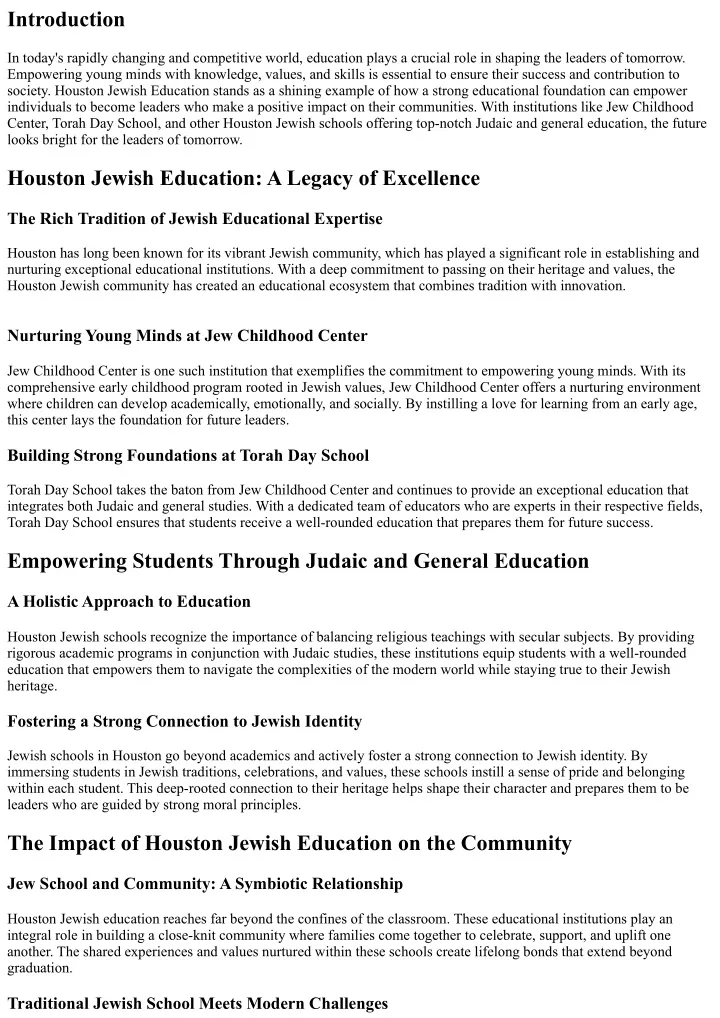 Ppt Empowering The Leaders Of Tomorrow The Impact Of Houston Jewish Education Powerpoint 1858