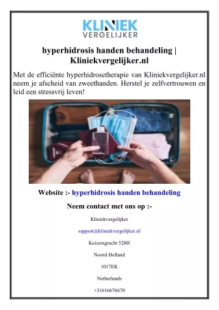 hyperhidrosis handen behandeling  Kliniekvergelijker.nl