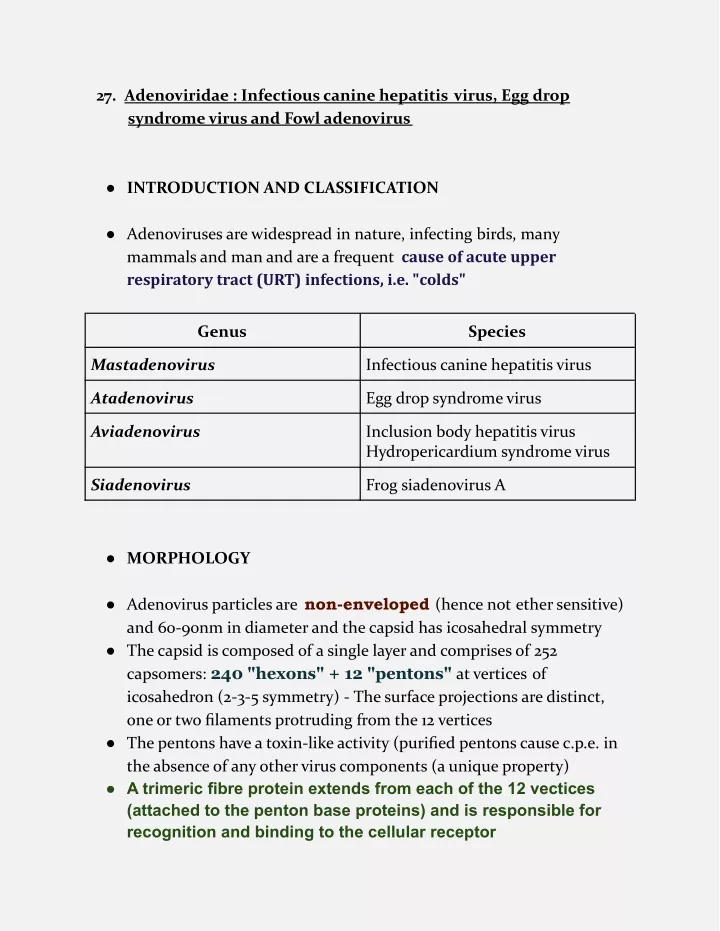 27 adenoviridae infectious canine hepatitis virus