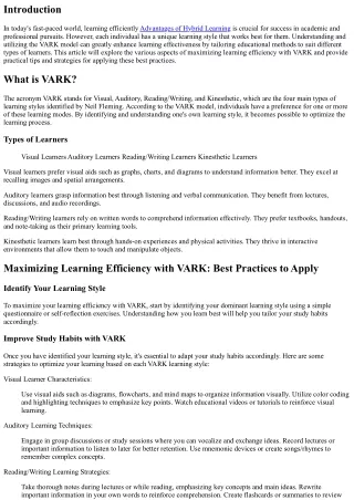 Maximizing Learning Efficiency with VARK: Best Practices to Apply