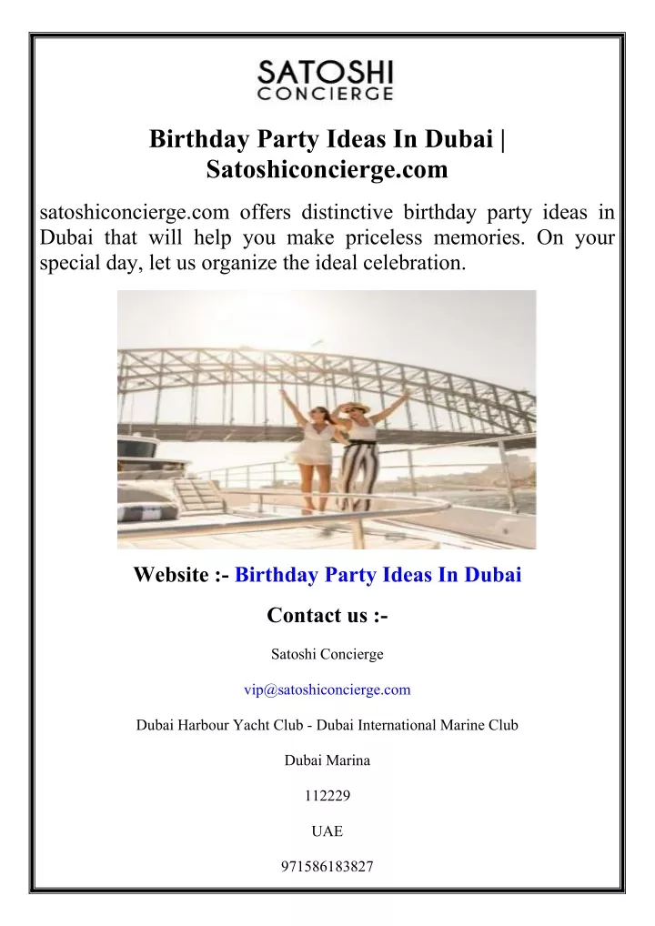 birthday party ideas in dubai satoshiconcierge com