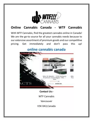 Online Cannabis Canada  WTF Cannabis