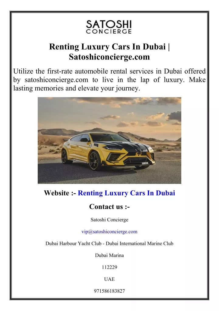 renting luxury cars in dubai satoshiconcierge com