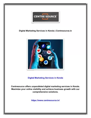 Digital Marketing Services in Kerala | Centresource.in