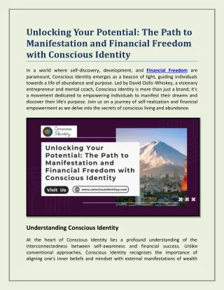 Unlocking Your Potential The Path to Manifestation and Financial Freedom with Conscious Identity
