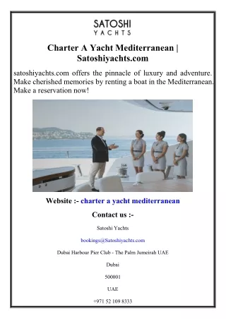 Charter A Yacht Mediterranean  Satoshiyachts.com