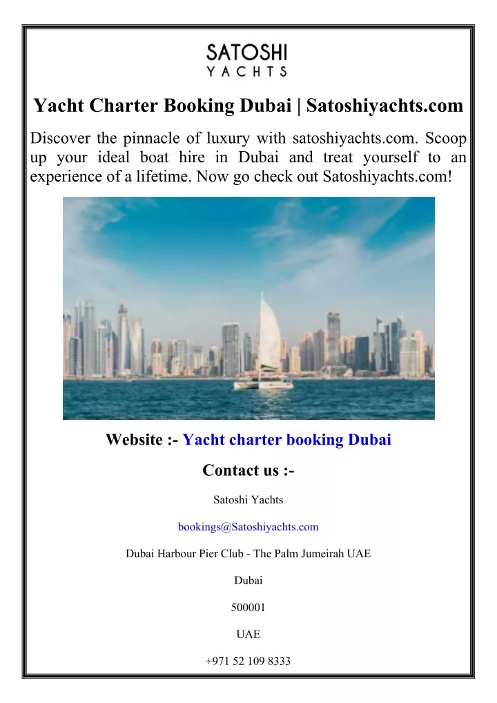 yacht charter booking dubai satoshiyachts com