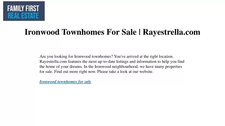 ironwood townhomes for sale rayestrella com
