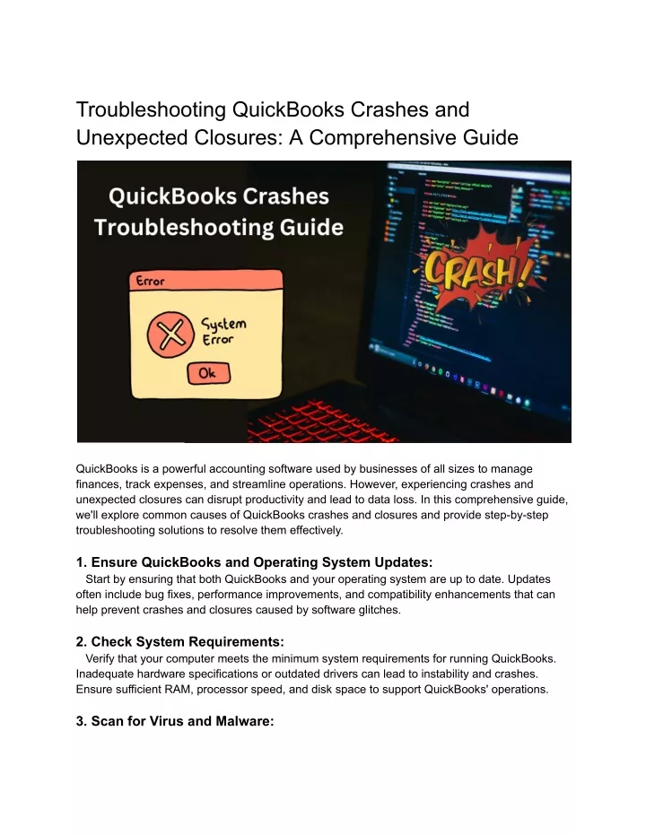 troubleshooting quickbooks crashes and unexpected