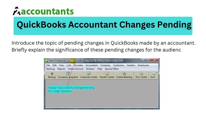 quickbooks accountant changes pending