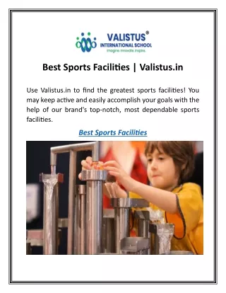 Best Sports Facilities | Valistus.in