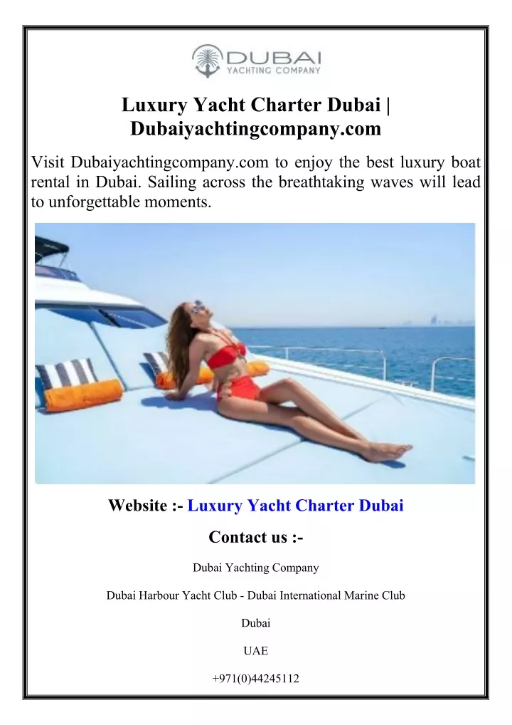 luxury yacht charter dubai dubaiyachtingcompany