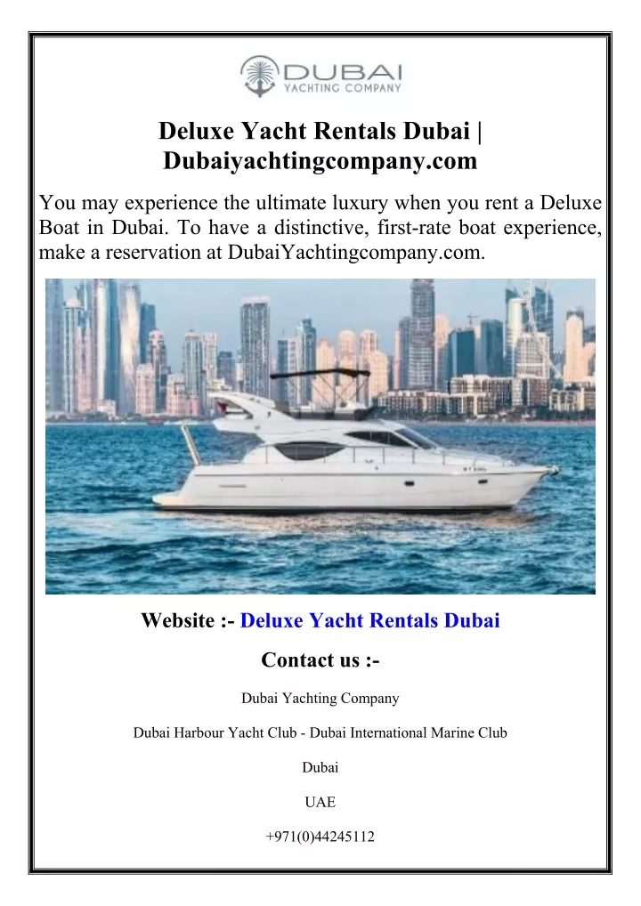 deluxe yacht rentals dubai dubaiyachtingcompany